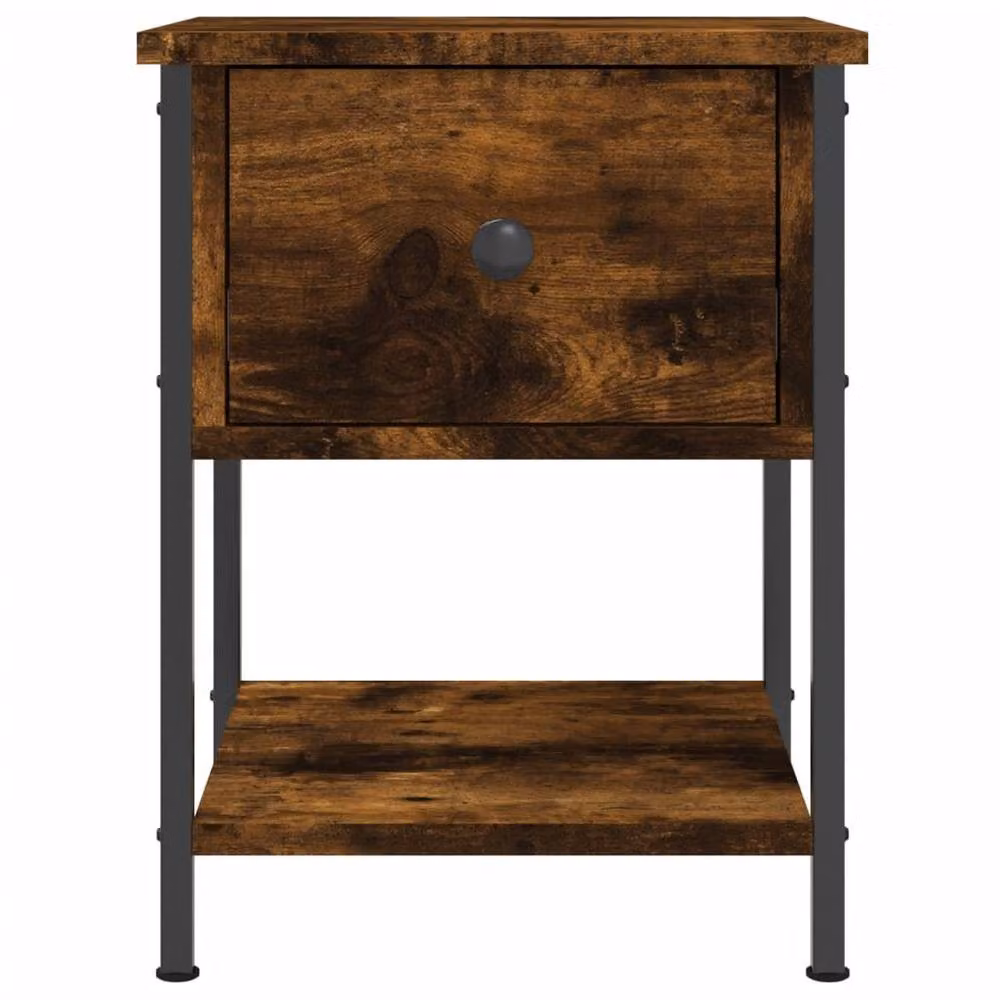 Berkfield Home Elegant Bedside Table in Smoked Oak Brown, W/D/H: 34 x 35.5 x 45 cm – 6
