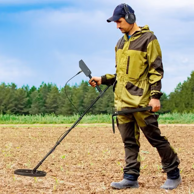 Outsunny Gold Metal Detector with DSP Chip and 5 Professional Modes in Dark Grey and Black