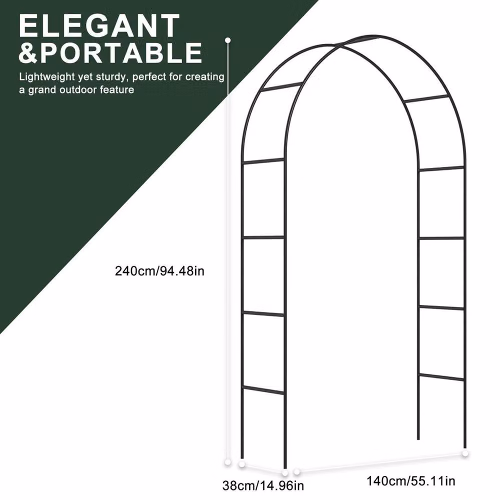 EONLION 2-Piece Metal Garden Arch Trellis Support in Black, H: 240 cm x W: 120 cm x D: 120 cm – 2