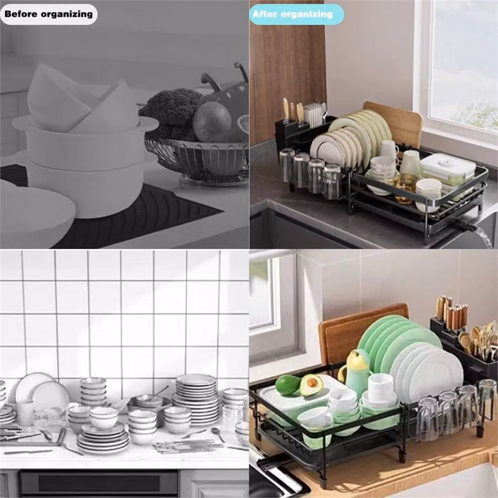 Nordara Extendable Dish Drainer Rack and Sink Bowl Plate Holder in Black – 3