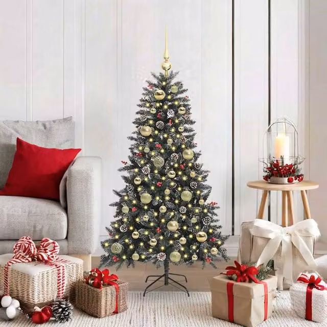 Berkfield Home Green Artificial Christmas Tree with 150 LEDs, W/D/H: 68 x 68 x 120 cm