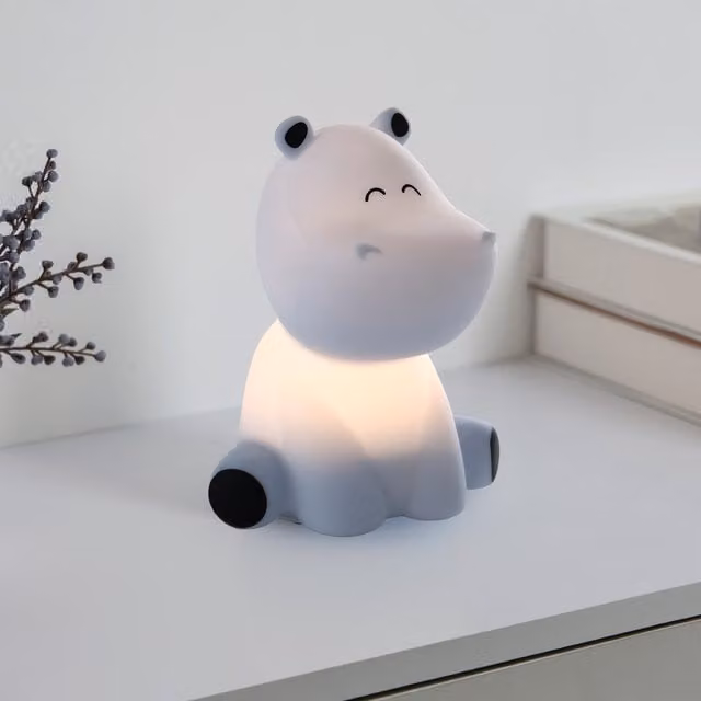 Eglo Castellino Hippo Silicone Night Light Table Lamp for Kids in Blue and White