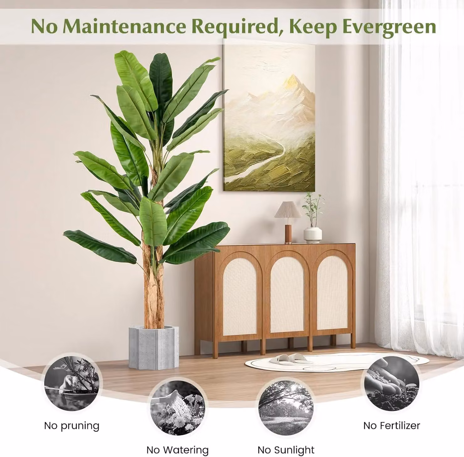 Gymax 195cm Tall Artificial Banana Tree Potted Plant in Green – 4