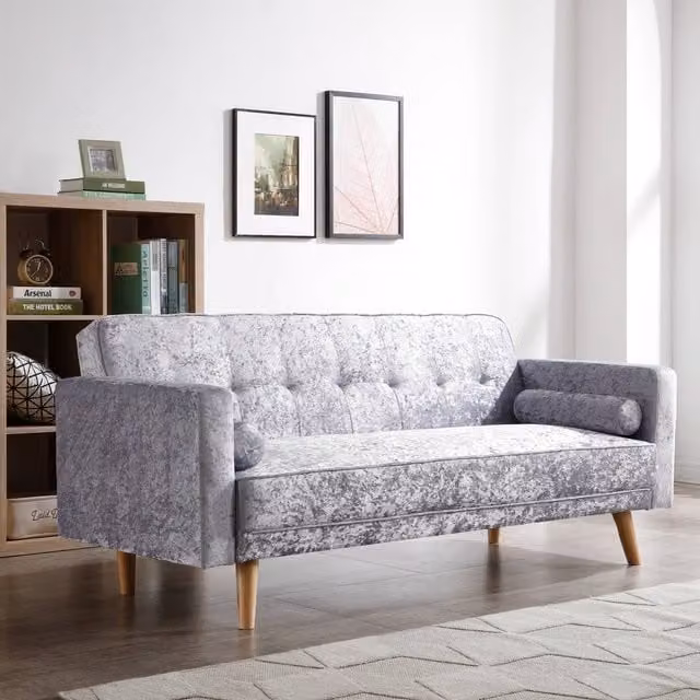 Westwood 3 Seater Velvet Fabric Click-Clack Sofa Bed in Grey
