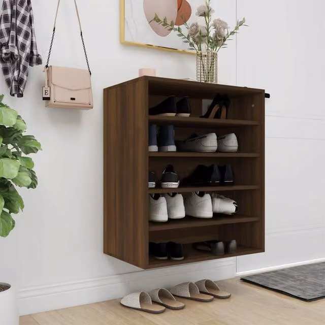 Berkfield Home Modern Oak Shoe Cabinet in Brown, W/D/H: 60 x 35 x 70 cm – 1