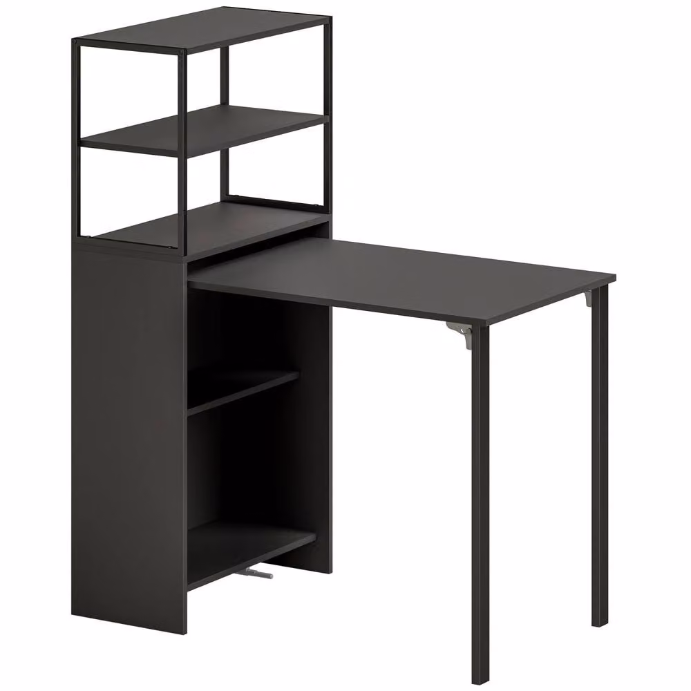 Wyld Haus Serana Black Folding Writing Desk with Integrated Shelving W: 105 cm – 2