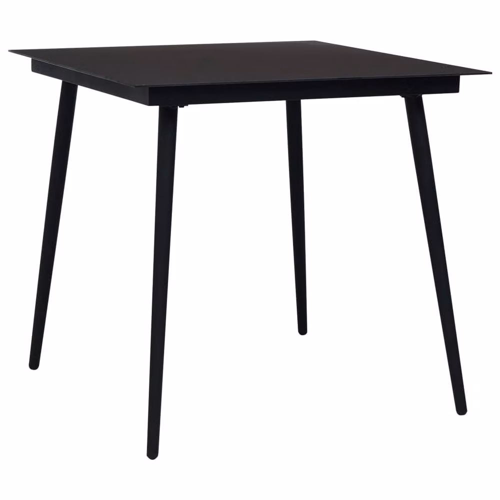 Berkfield Home Modern Garden Dining Table in Black Steel and Glass, W/D/H: 80 x 80 x 74 cm – 2