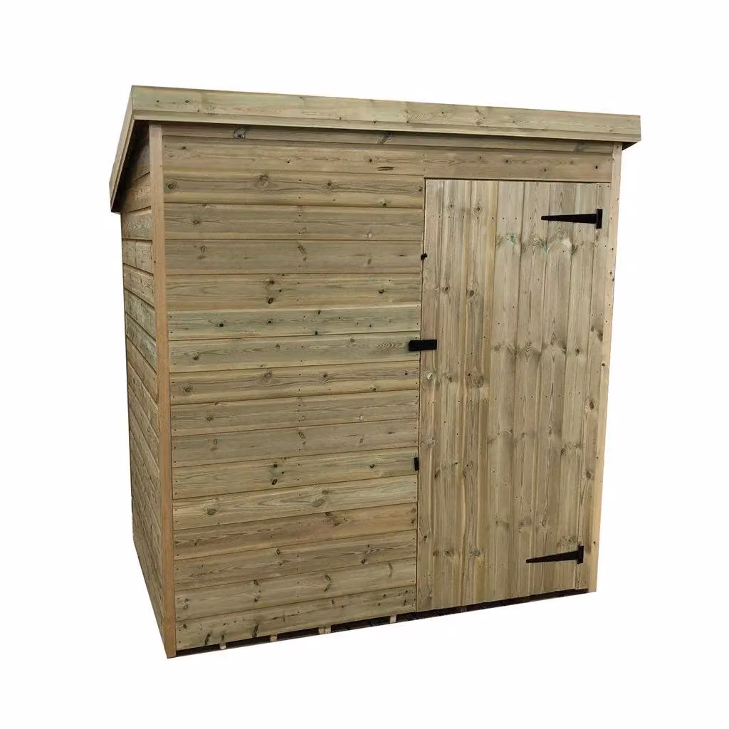 Marlborough Pressure Treated Pent Garden Shed with Single Door in Natural Brown – 3