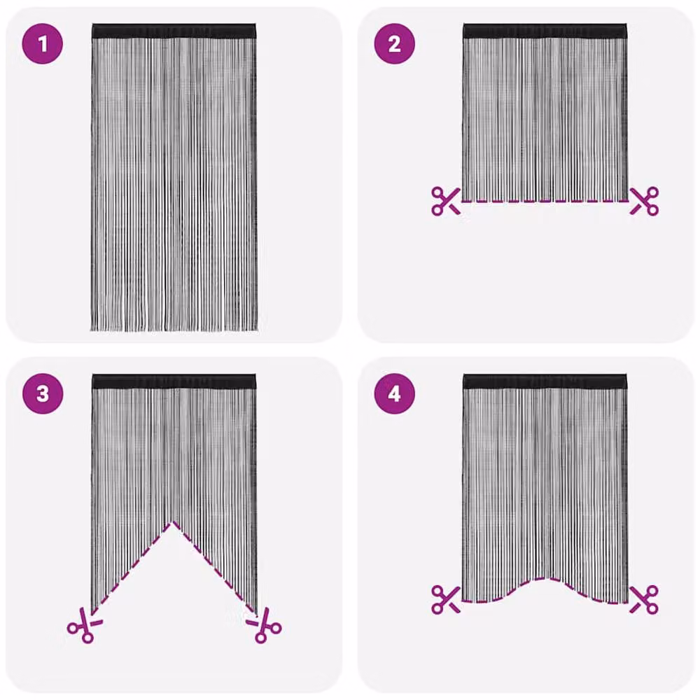 Berkfield Home String Curtains, 2 Pack, Black, W: 140 cm, H: 250 cm – 3