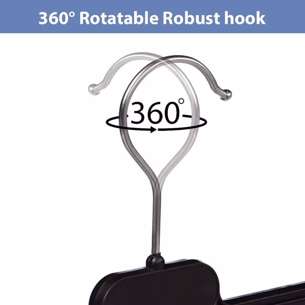 EONLION 10 Pack Black Plastic Adjustable Clip Hangers with Swivel Hooks – 3