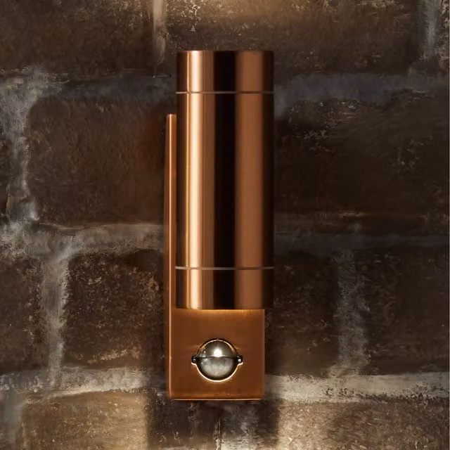 Pacific Lifestyle Dual PIR Outdoor Wall Light in Copper with Motion Sensor and Up/Down Lighting