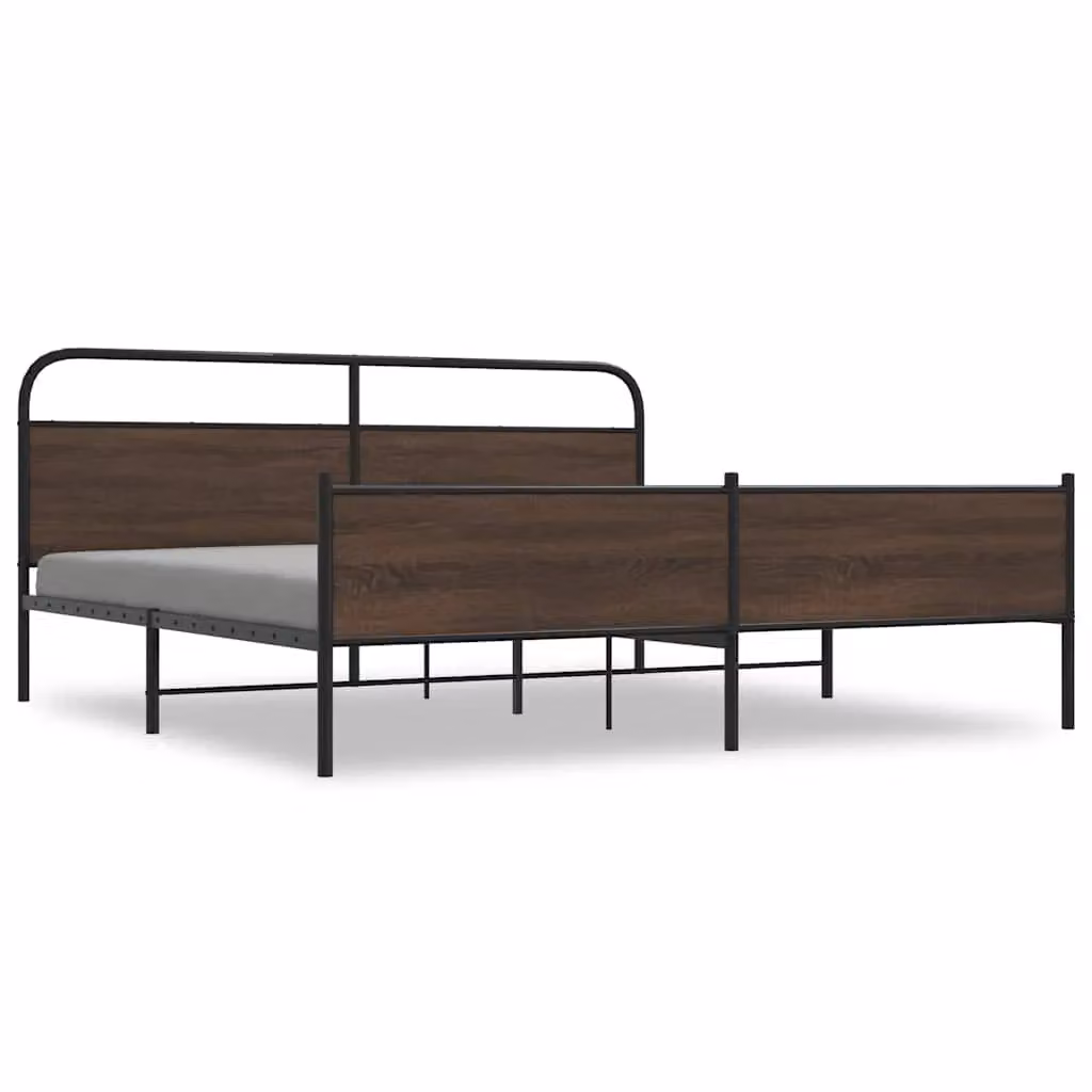 Berkfield Home Metal Bed Frame in Brown Oak, W/D/H: 180 x 200 cm, Super King – 2
