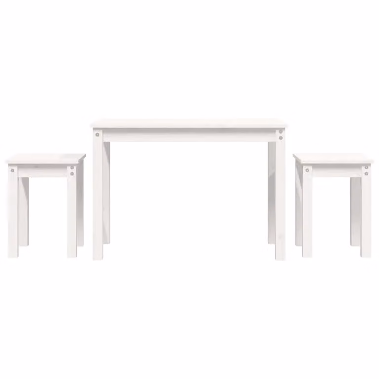Berkfield Home Nesting Tables, Set of 3, White Solid Pine Wood