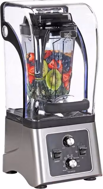 FLAVORA 2.5L Commercial Bar Blender with Sound Enclosure and Juicer in Grey, W/D/H: 100 x 15 x 15 cm