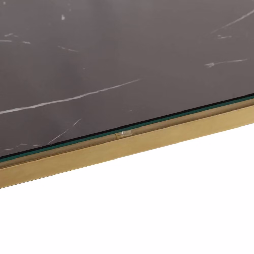 Berkfield Home Modern Rectangular Console Table in Gold and Black with Stainless Steel and Tempered Glass – 6