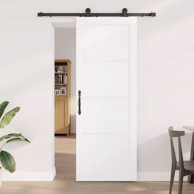 Berkfield Home Orkdal Modern White Lacquered Solid Wood Pine Sliding Door with Hardware Set
