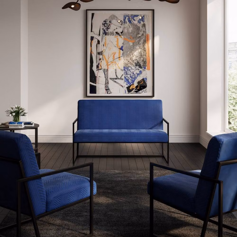 Lemon Pavilion Furniture Chance Sofa in Oxford Blue Velvet with Metal Frame, W/D/H: 132.5 x 83.0 x 78.0 cm – 4