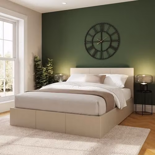 GFW Ecuador Natural Hopsack Fabric End Lift Ottoman Bed Frame, Beige, W/D/H: 180 x 200 x 166 cm – 3