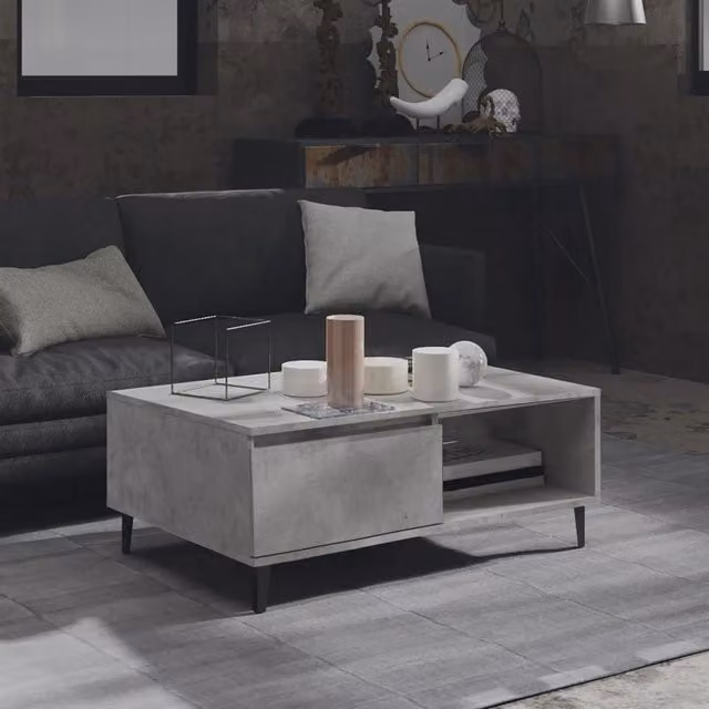 Berkfield Home Modern Rectangular Coffee Table in Concrete Grey, W/D/H: 90 x 60 x 35 cm – 1