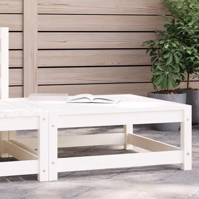 Berkfield Home Rustic White Pine Garden Footstool W/D/H: 70 x 70 x 30 cm – 1