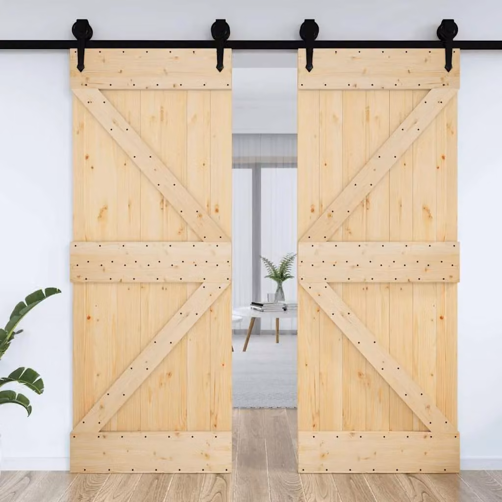 Berkfield Home Narvik Rustic Sliding Solid Wood Pine Door, Brown, W: 70 cm, H: 210 cm – 1