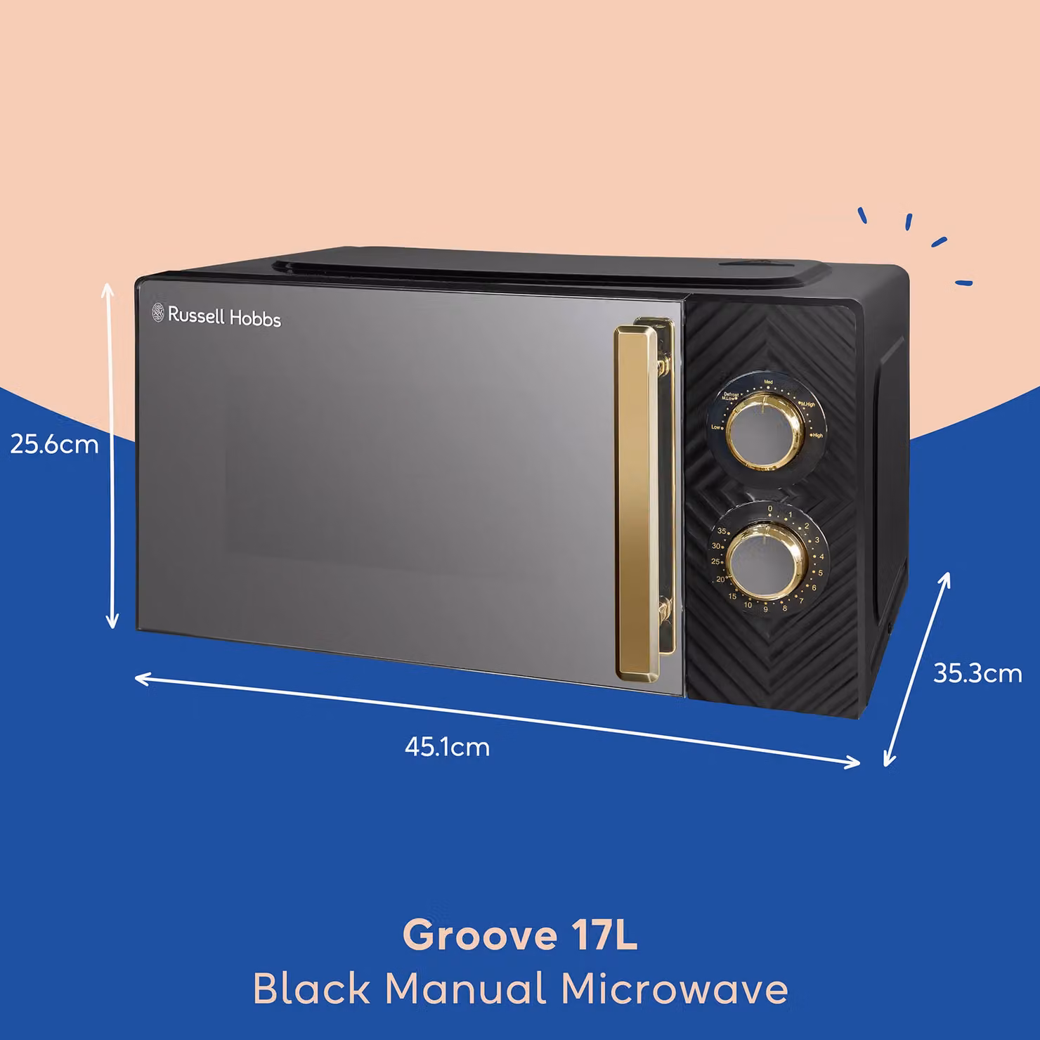 Russell Hobbs Manual Groove Solo Microwave, 17 Litre, 700W, Black and Gold – 2