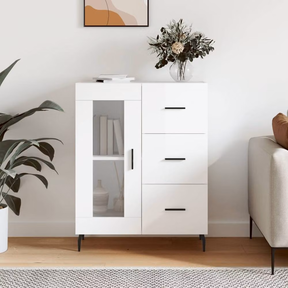 Berkfield Home Modern High Gloss White Sideboard, W/D/H: 69.5 x 34 x 90 cm – 2