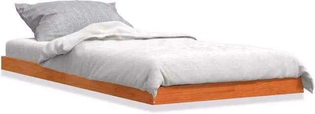 Berkfield Home Solid Wood Pine Bed Frame in Wax Brown, W/D/H: 100 x 200 cm