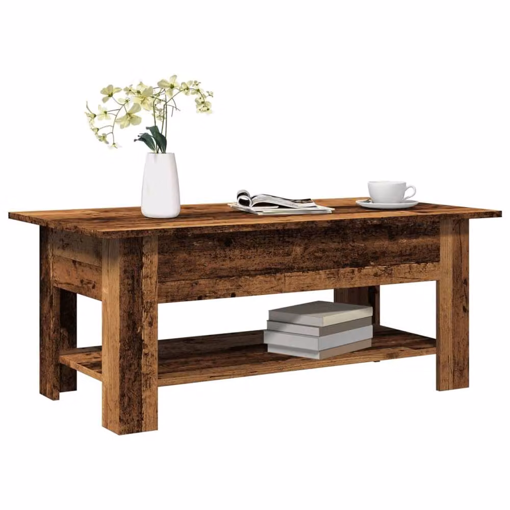 Berkfield Home Old Wood Coffee Table in Brown, W/D/H: 102 x 55 x 42 cm – 2
