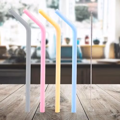 VFM e-Store Reusable Silicone Straws, 4 Pack, Multicolour – 3