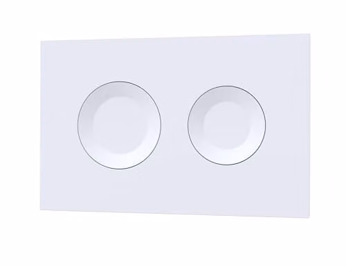 nuie XTY009PR1 Modern Dual Flush Plate with Round Buttons, Matt White, W: 267 mm, D: 170 mm, H: 11 mm
