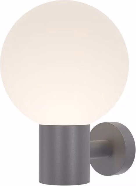 Netlighting Bold II Outdoor Globe Wall Lamp in Grey with Transparent Glass Sphere and E27 Socket (IP54) – 1