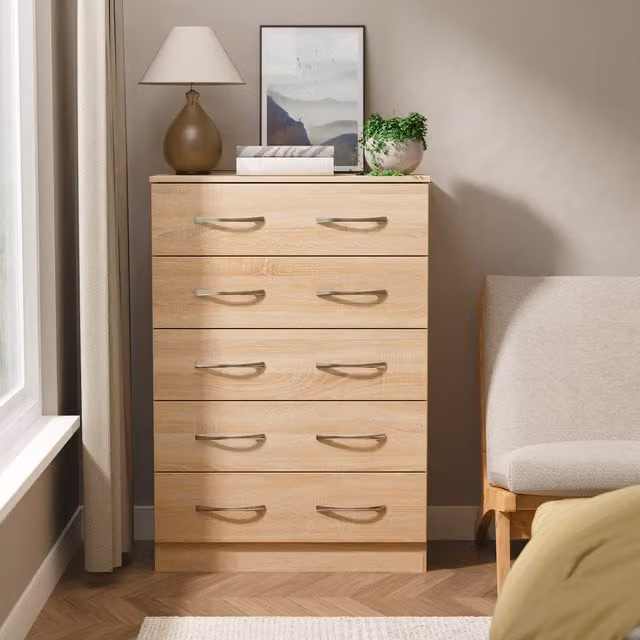 Avon Ready Assembled 5 Drawer Chest in Bardolino Oak