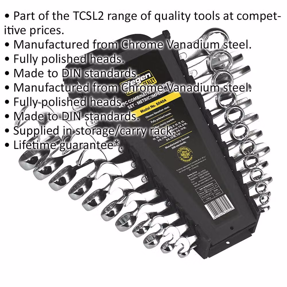 Loops 22pc Slim Handled Combination Spanner Set in Silver Chrome Vanadium Steel – 2