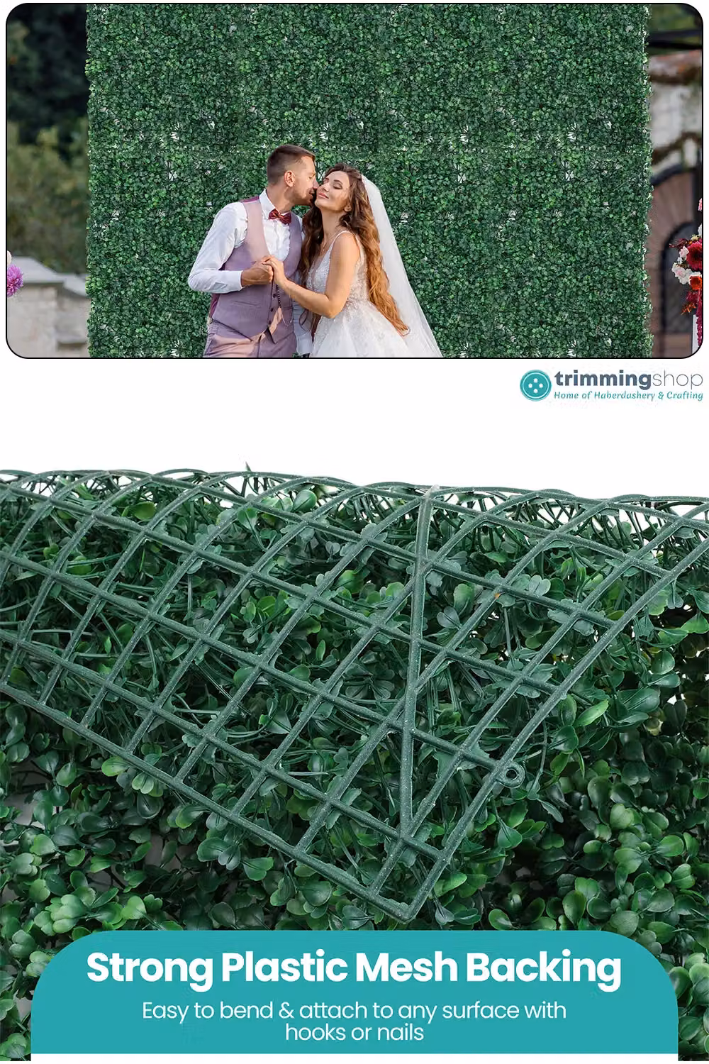 Neel Blue Green Artificial Grass Hedge Panels for Wall Backdrop – 3
