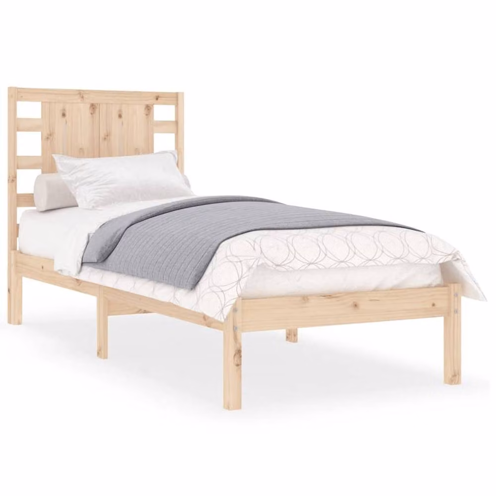 Berkfield Home Single Solid Wood Pine Bed Frame in Brown, W/D/H: 90 x 190 cm – 2