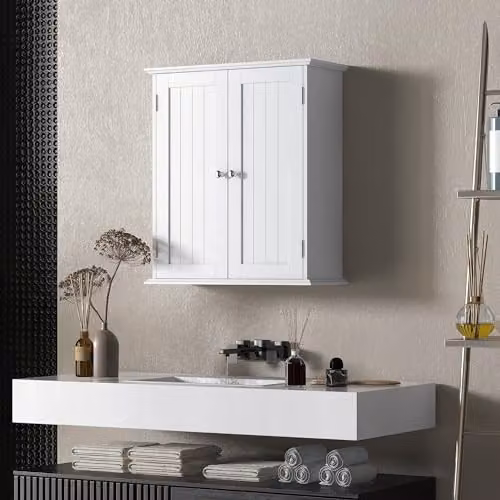 HOMCOM Modern White Wall-Mounted 3-Tier Bathroom Cabinet, W/D/H: 53 x 22 x 61 cm – 2