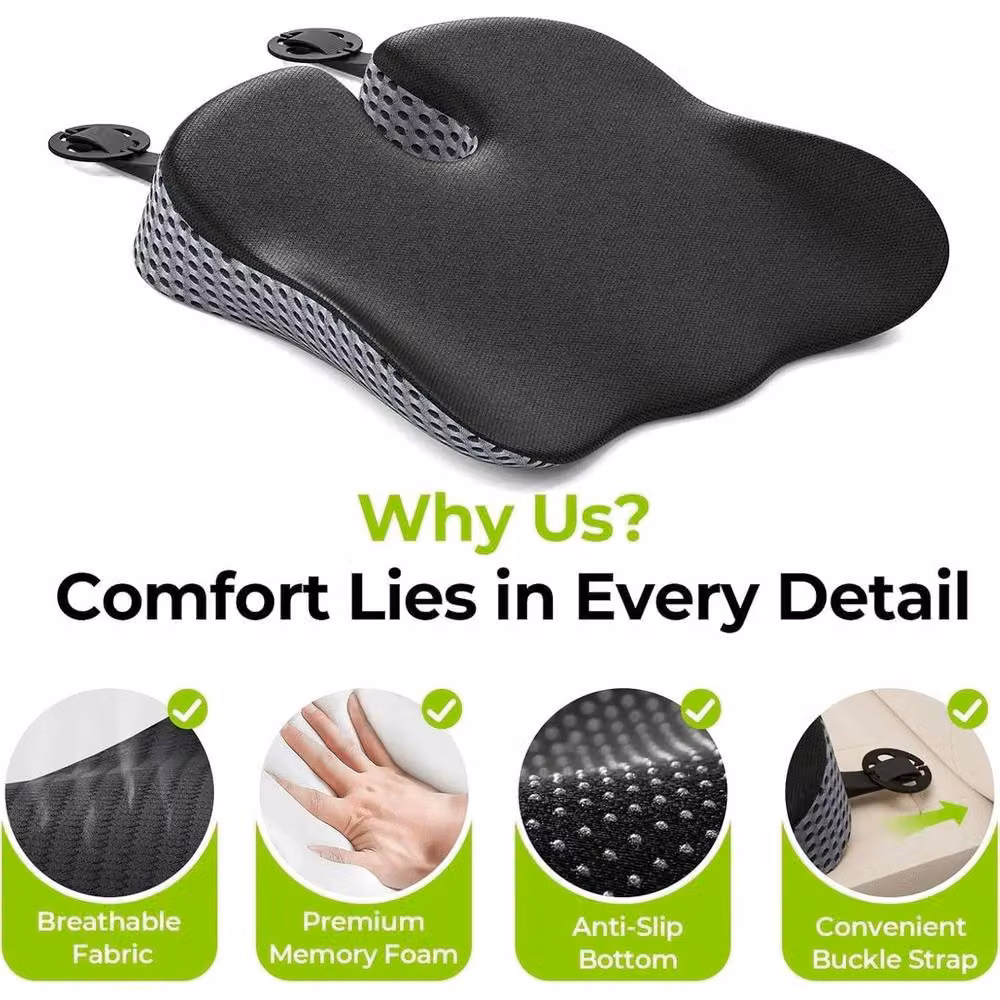 KORVIXA Wedge Driver Booster Office Chair Seat Pad in Black, W/D: 120 x 90 cm – 4