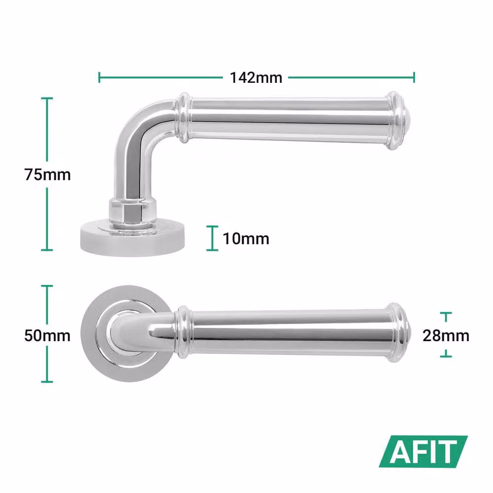 AFIT Polished Chrome Fire Door Handle Internal Lever On Rose in Silver, W/D/H: 15.0 x 15.0 x 15.0 cm – 3