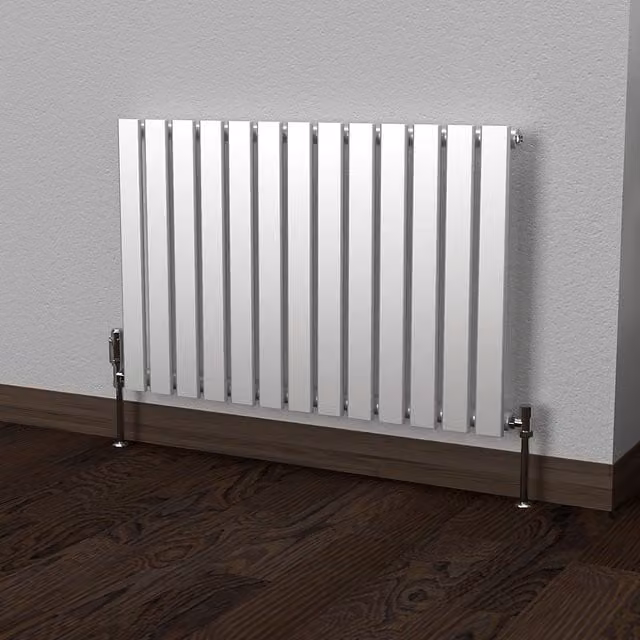 Lux Heat Flat Horizontal Single Coloured Radiator in Metallic Silver, W: 91.0 cm, H: 60.0 cm