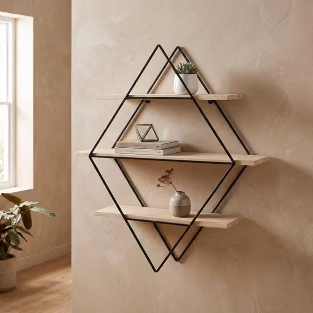 Garden Greatness Brixton 3 Tier Rhombus Wall Shelf in Black