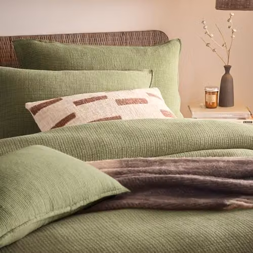 Riva Home Yard Reversible Plain Cotton Duvet Cover, Yellow/Beige, W: 140 cm, L: 200 cm
