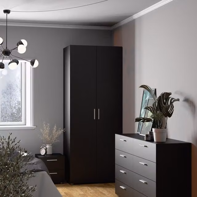 Furniture To Go Pepe 2-Door Wardrobe in Matt Black