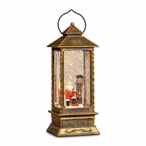 Samuel Alexander Antique Gold LED Christmas Water Spinner with Santa and Clock, 27 cm – 4