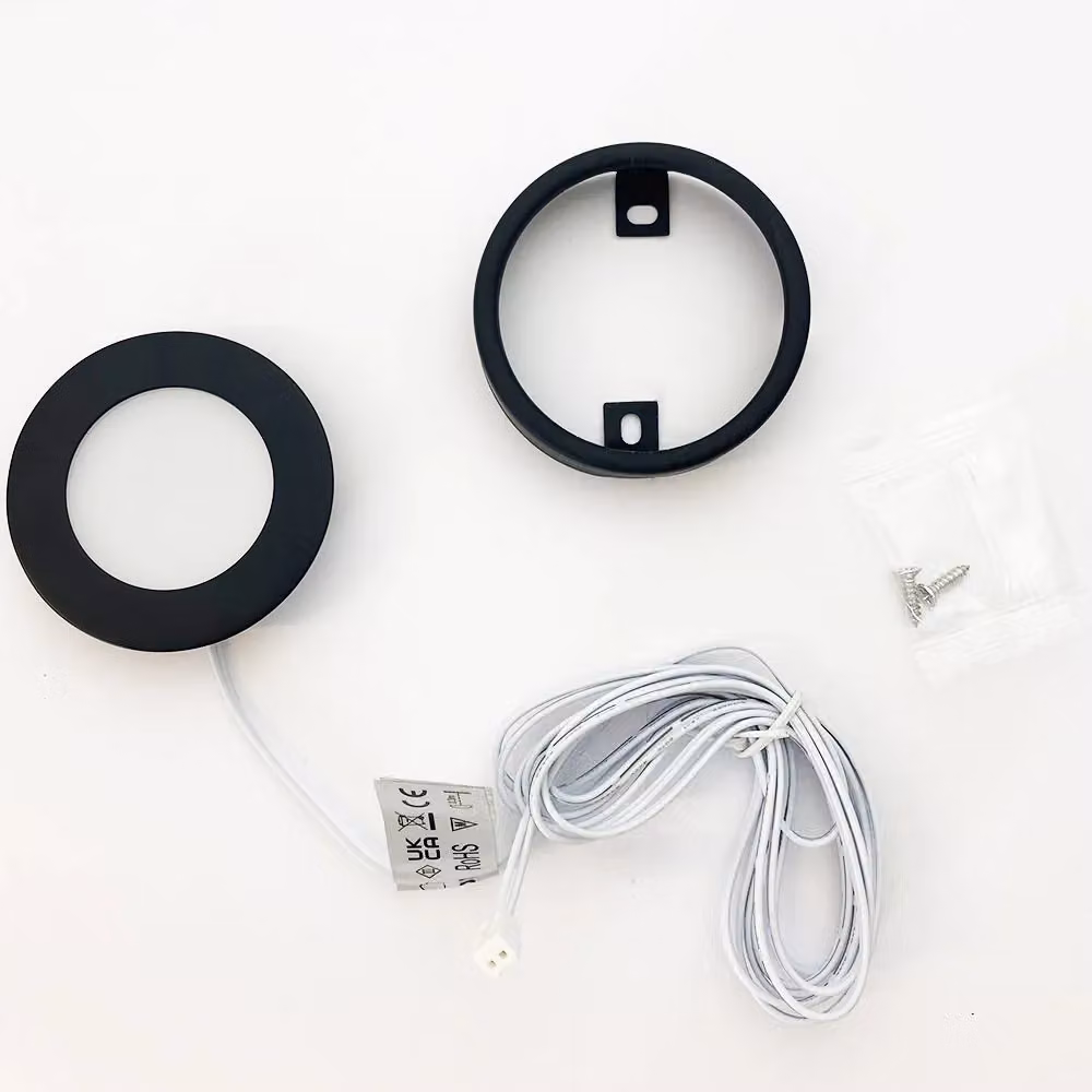Loops Matt Black Round Under Cabinet Kitchen LED Light and Driver Kit with Natural White Light – 2