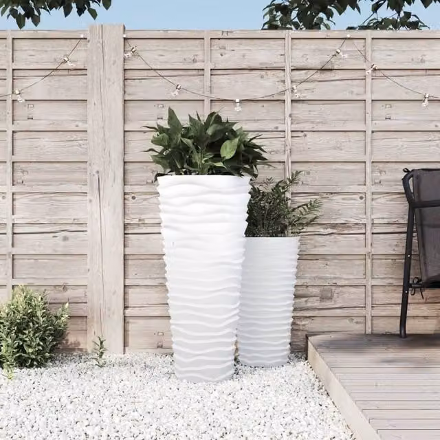 Berkfield Home White Grooved Look Planter with Removable Inner Tub, 18/45 L