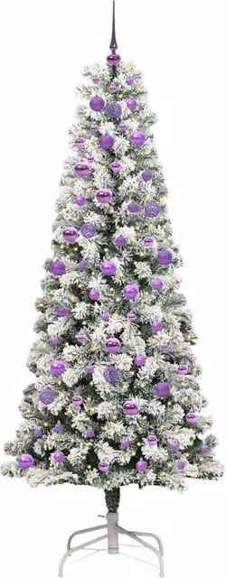 Berkfield Home Realistic Artificial Hinged Christmas Tree in Green and White, Height: 210 cm