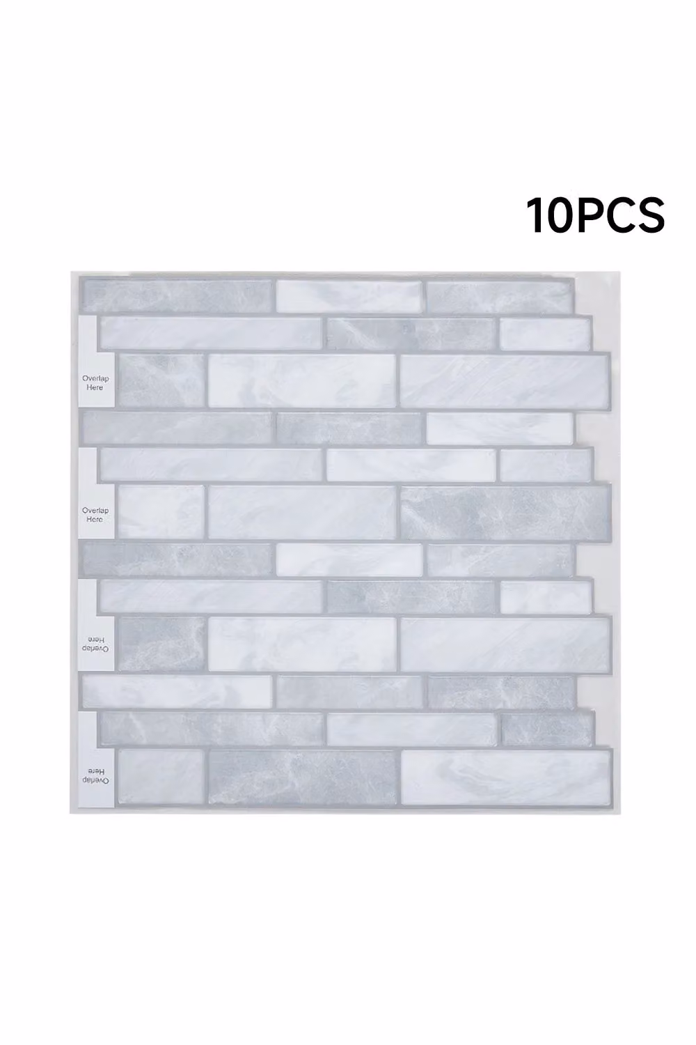 Living and Home 10Pcs Self-Adhesive Rectangular Wall Tile Stickers in Grey – 3
