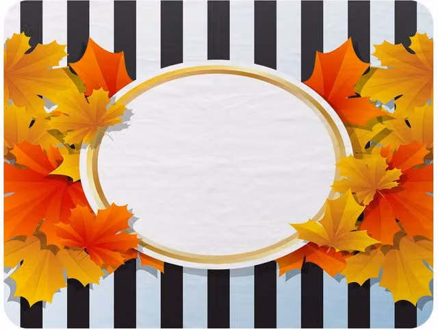 Benjamin Tate Design Orange and Red Autumn Leaves on Black Stripes Fleece Blanket, W/D/H: 120 x 150 cm – 2