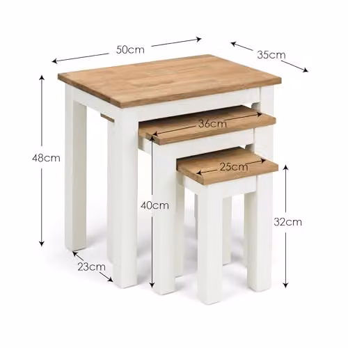Julian Bowen Coxmoor Nest of 3 Side Tables in White and Oak – 2